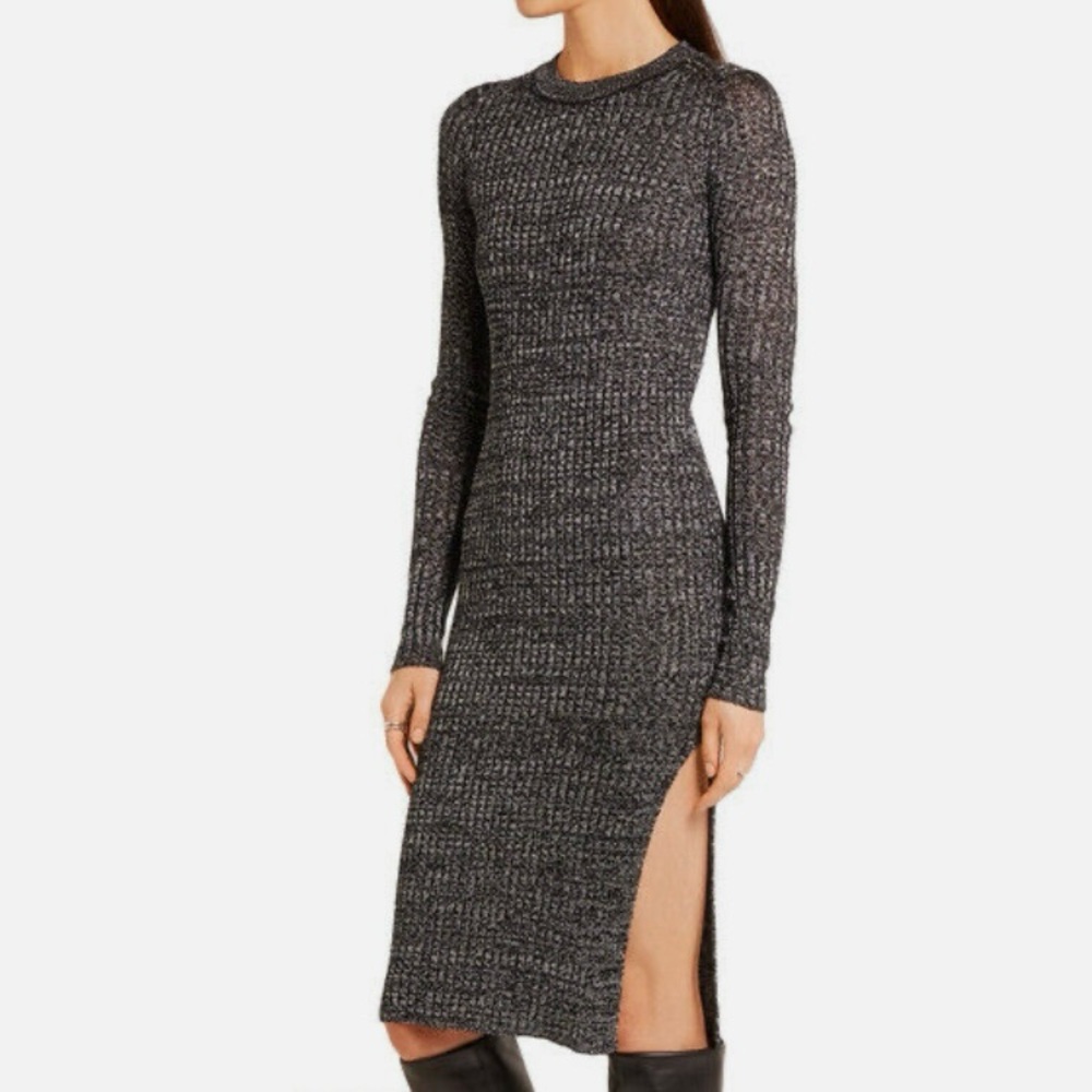 ISABEL MARANT Dakota Metallic Wool Blend Knit Dress 36